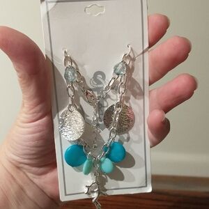 Silver and Blue Charm Necklace